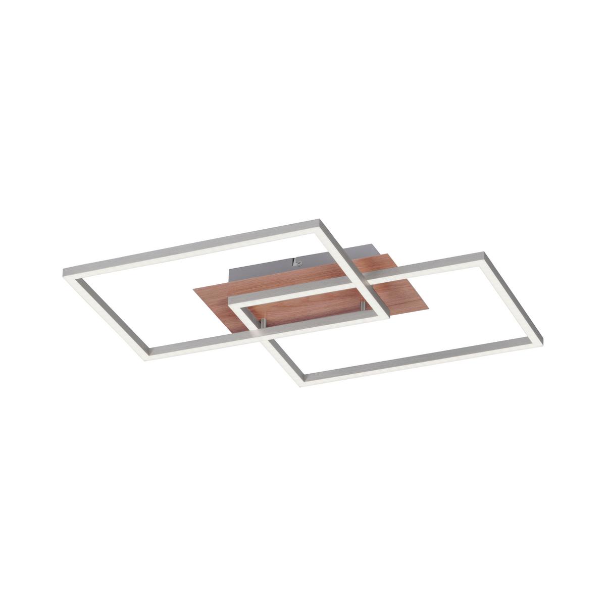 LED-Deckenleuchte Iven max. 35 Watt - Eichefarben/Nickelfarben, Natur, Kunststoff/Metall (50,4/42/7cm)