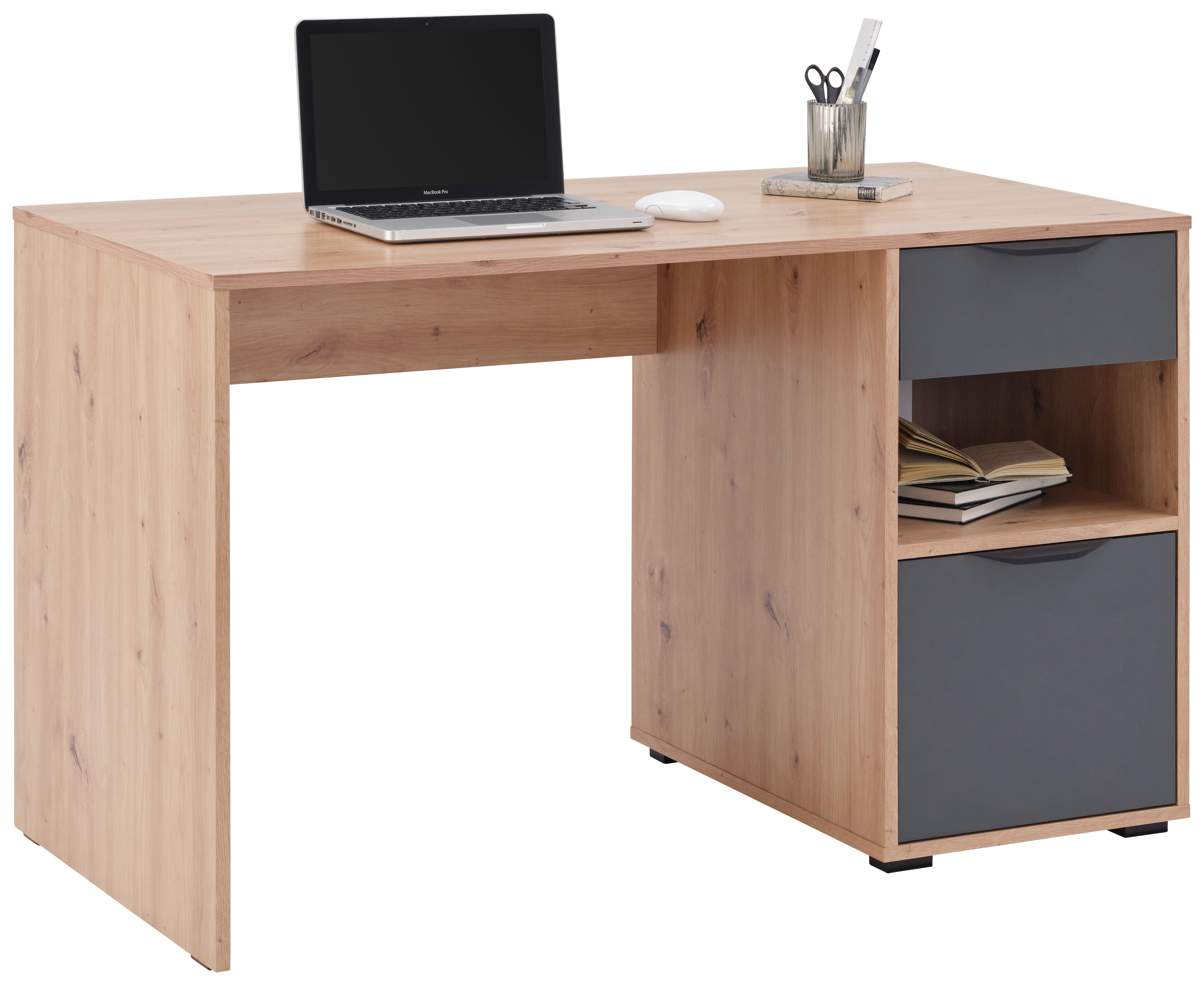 Radni Stol Palermo 2 - hrast Artisan/crna, Trend, drvni materijal/metal (120/73,5/60cm) - Modern Living