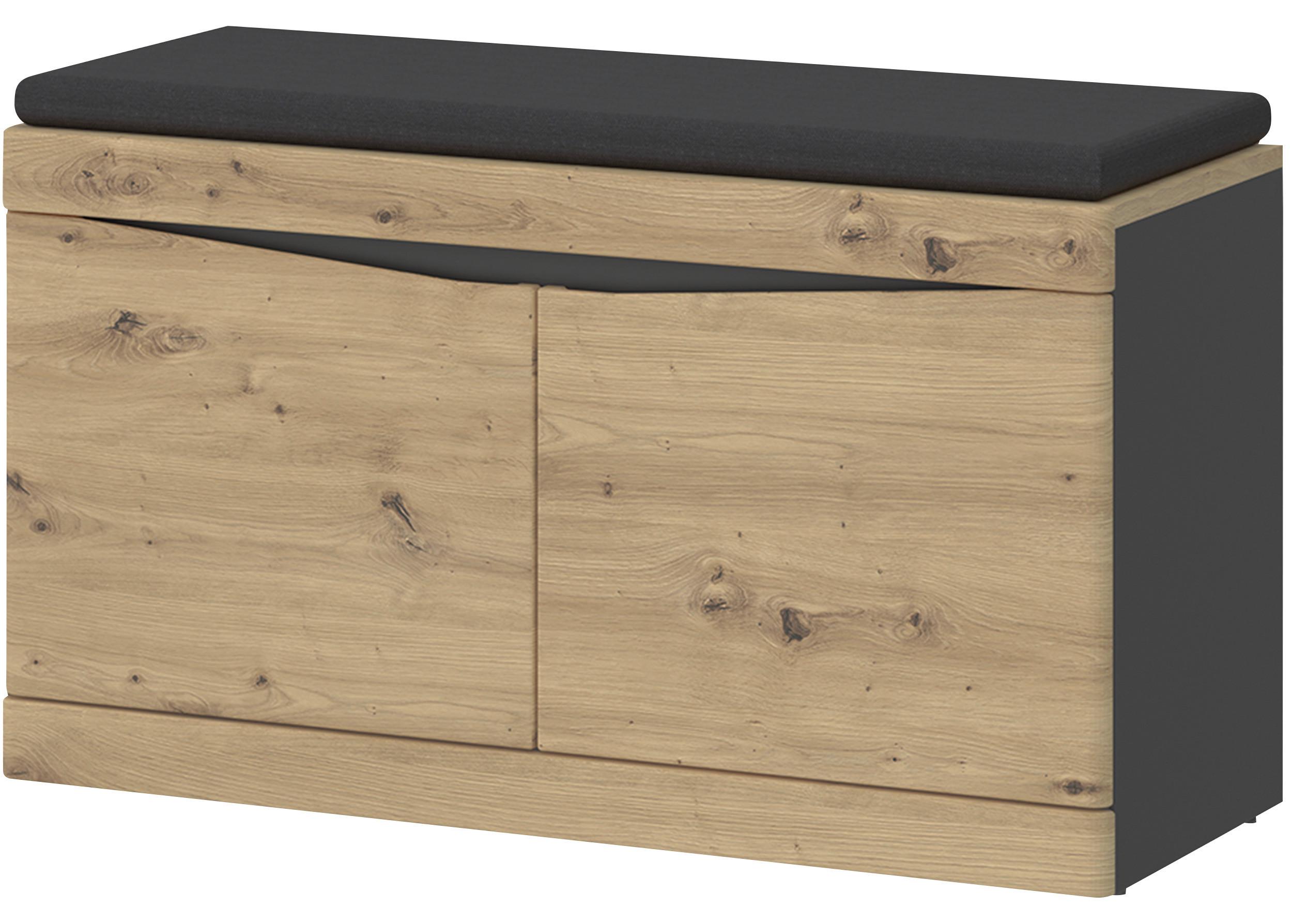 Garderobna Klop Turino, Barva Hrasta, Antracit - Moderno, umetna masa/leseni material (86/49/39,9cm)