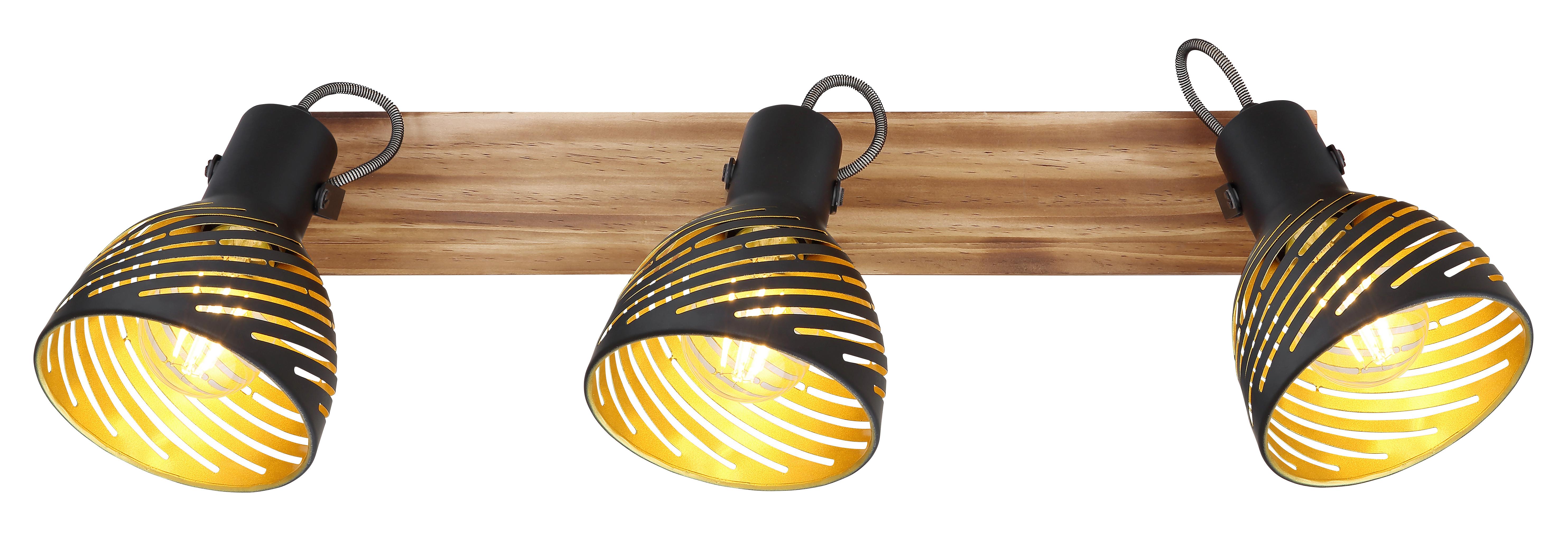 Strahler Lenna max. 40 Watt - Dunkelbraun/Goldfarben, Basics, Holz/Metall (54/12,5/25cm) - Globo