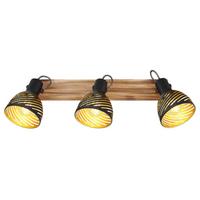 Strahler Lenna max. 40 Watt - Dunkelbraun/Goldfarben, Basics, Holz/Metall (54/12,5/25cm) - Globo