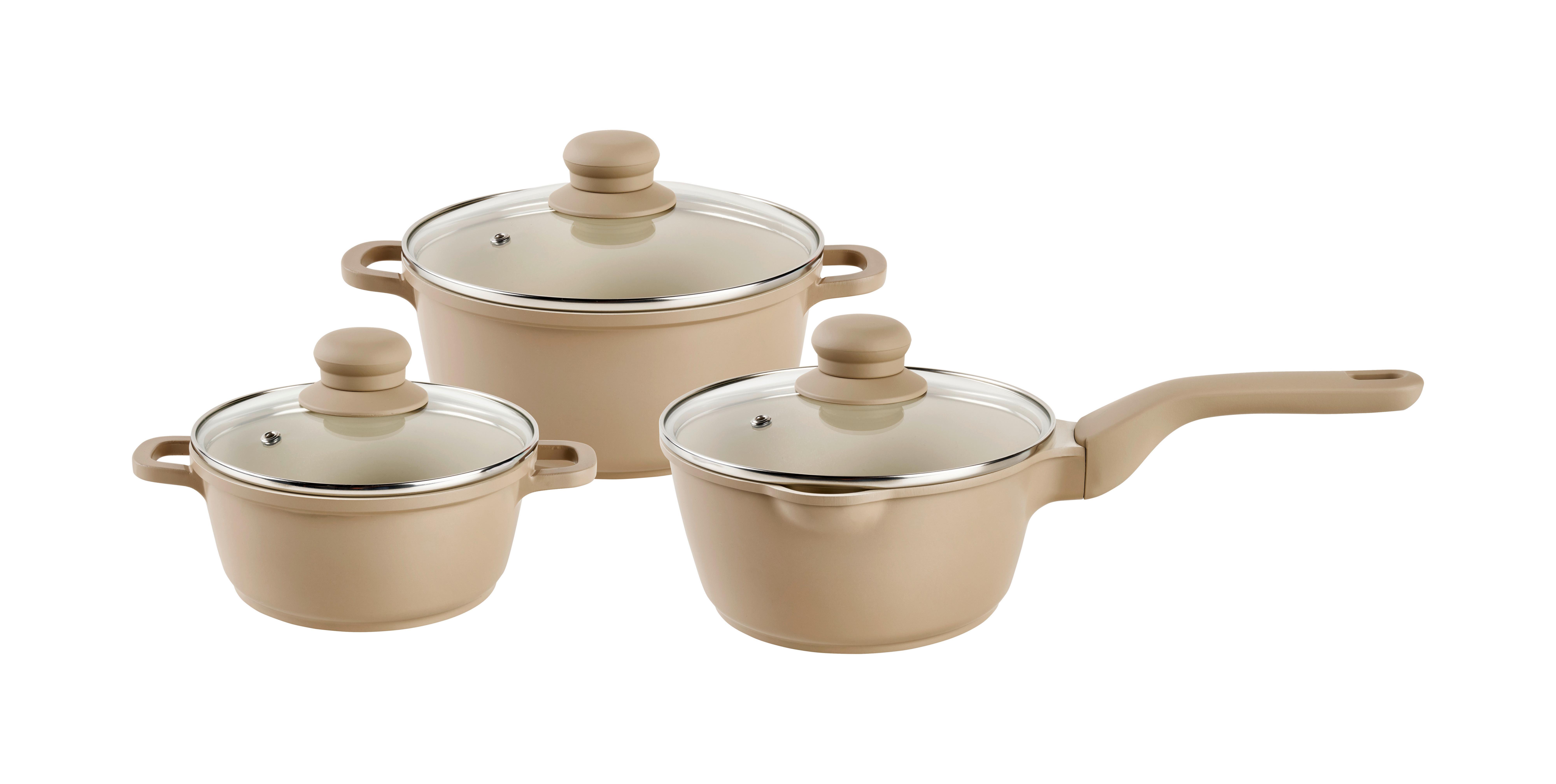 Kochtopfset Magnus Beige, 6-teilig - Klar/Beige, MODERN, Glas/Kunststoff - Mömax
