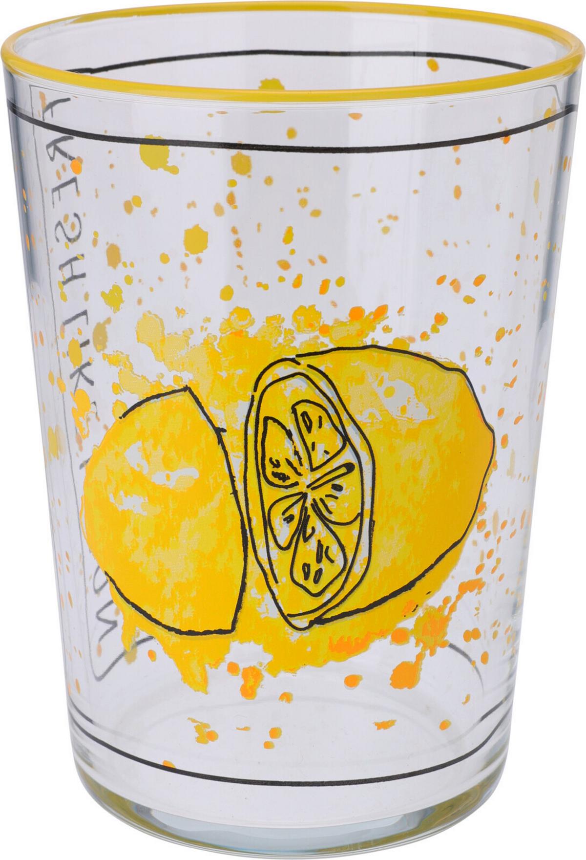 Pohár Summer Fruits - sárga/piros, Üveg (8,8/12cm)