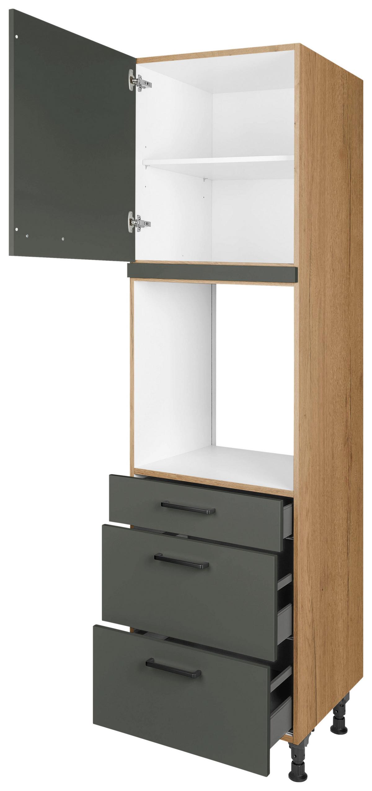 Geräteumbauschrank Easytouch Grün - Eichefarben/Schwarz, MODERN, Holzwerkstoff/Metall (60/216,6/58cm) - Nobilia