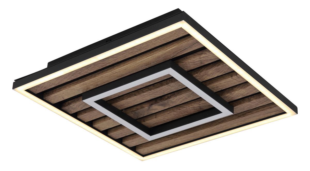 LED Mennyezeti Lámpa 67345d Woody - sötétbarna/fekete, Natur, műanyag/faalapú anyag (30/30/6cm) - Globo