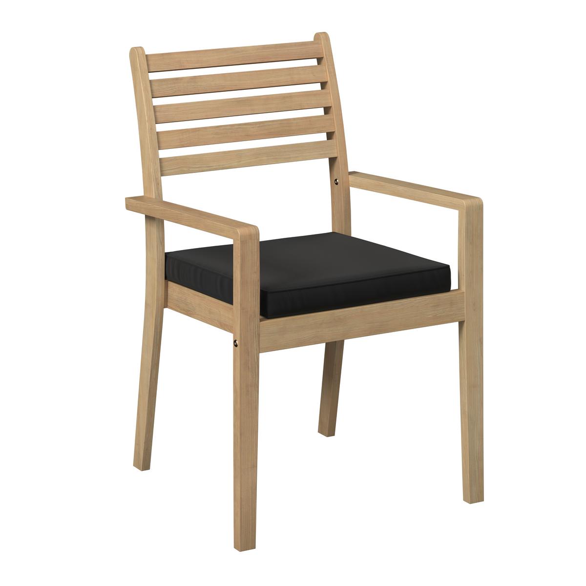 KOMPLET OGRODOWY ZE STOŁEM TABEA - antracytowy/kolor drewna tekowego, Modern, drewno/tkanina (90/65/75/82/90/62cm) - Ambia Garden