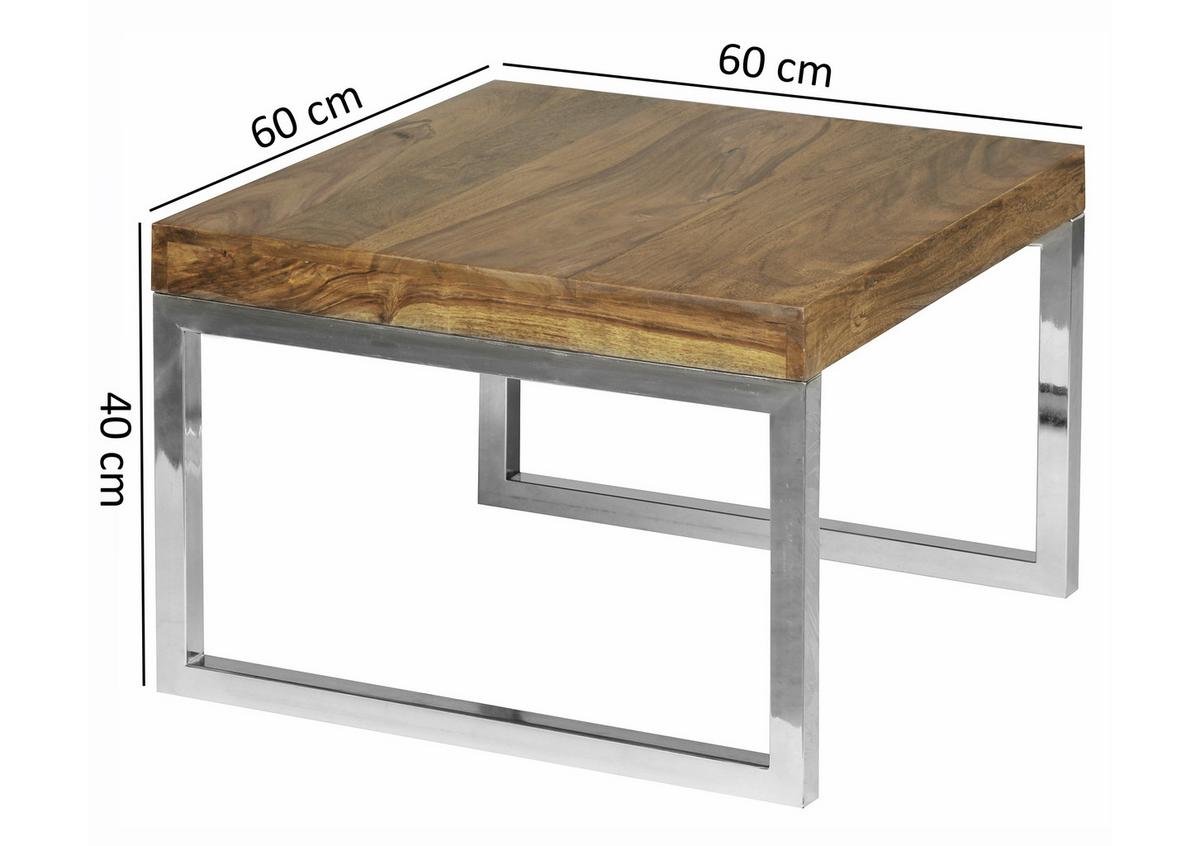 Mizica Guna - barve kroma/barve indijskega rožnega lesa, Design, kovina/les (60/60/40cm) - MID.YOU