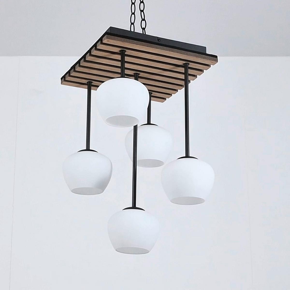 LAMPA WISZĄCA TAIRA - kolor dębowy/czarny, Trend, materiał drewnopochodny/metal (38/39/59cm) - Collett's Monde