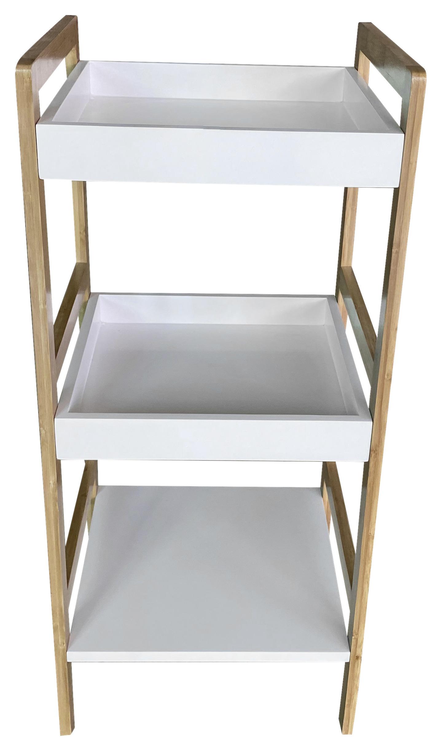 Etajeră LIANE 1 - alb/culoare natur, Modern, materiale naturale/material pe bază de lemn (36/80/33cm) - Based