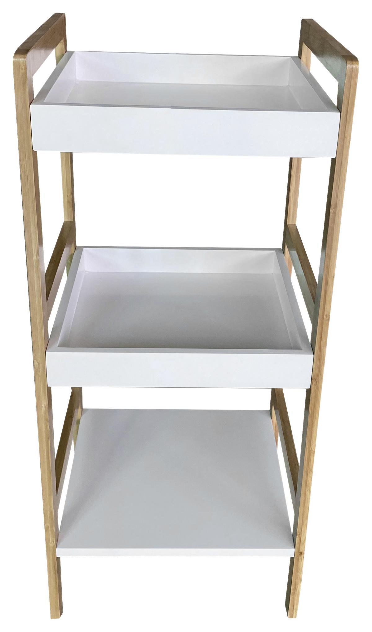 Etajeră LIANE 1 - alb/culoare natur, Modern, materiale naturale/material pe bază de lemn (36/80/33cm) - Based