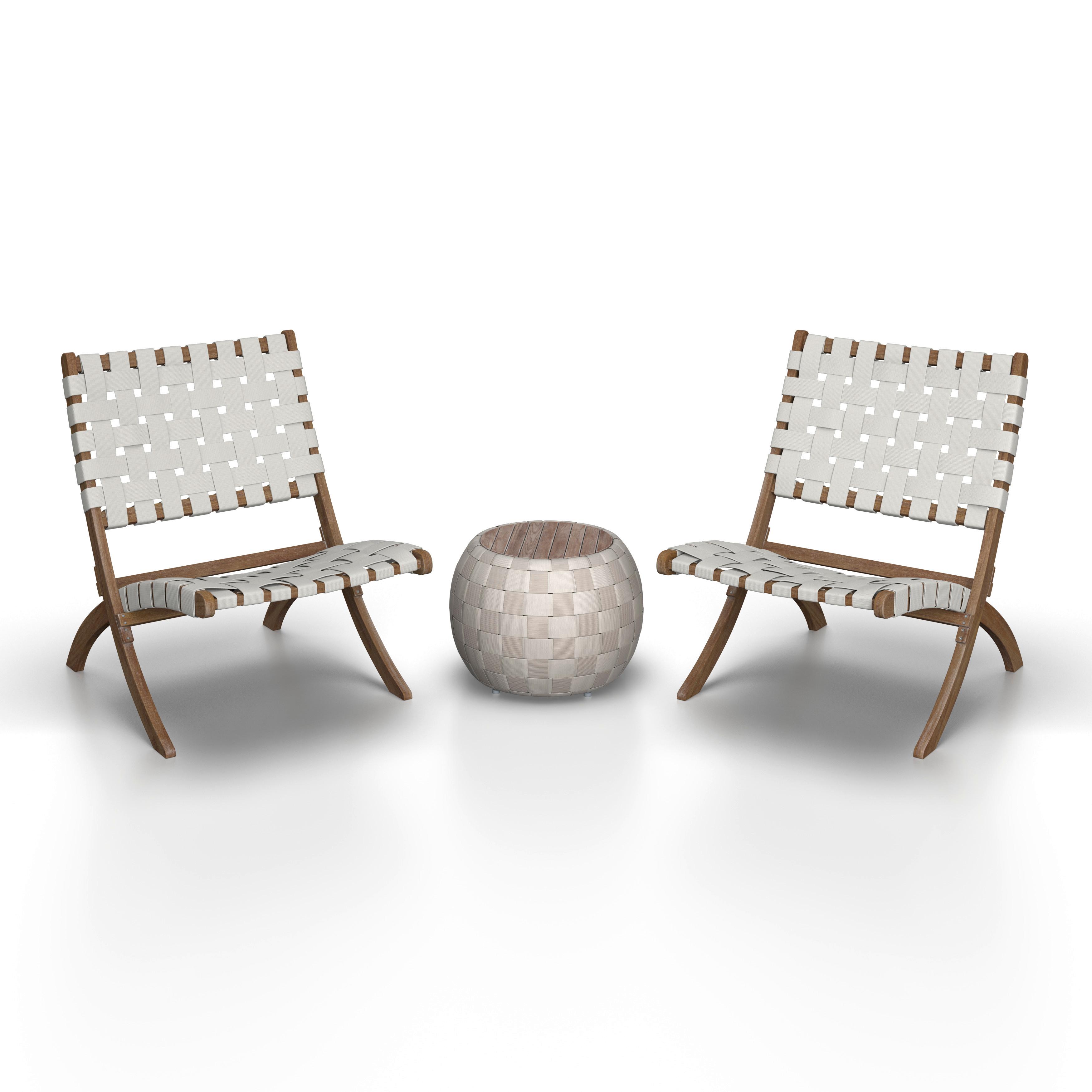 Balkonset Philina Creme Holz/Outdoorgeflecht - Creme/Akaziefarben, MODERN, Holz/Kunststoff - Bessagi Garden