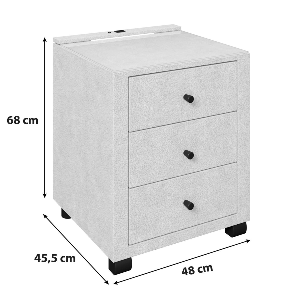 Noćni Ormarić Elysia - bež, Trend, staklo/drvni materijal (48/68/45,5cm) - Premium Living