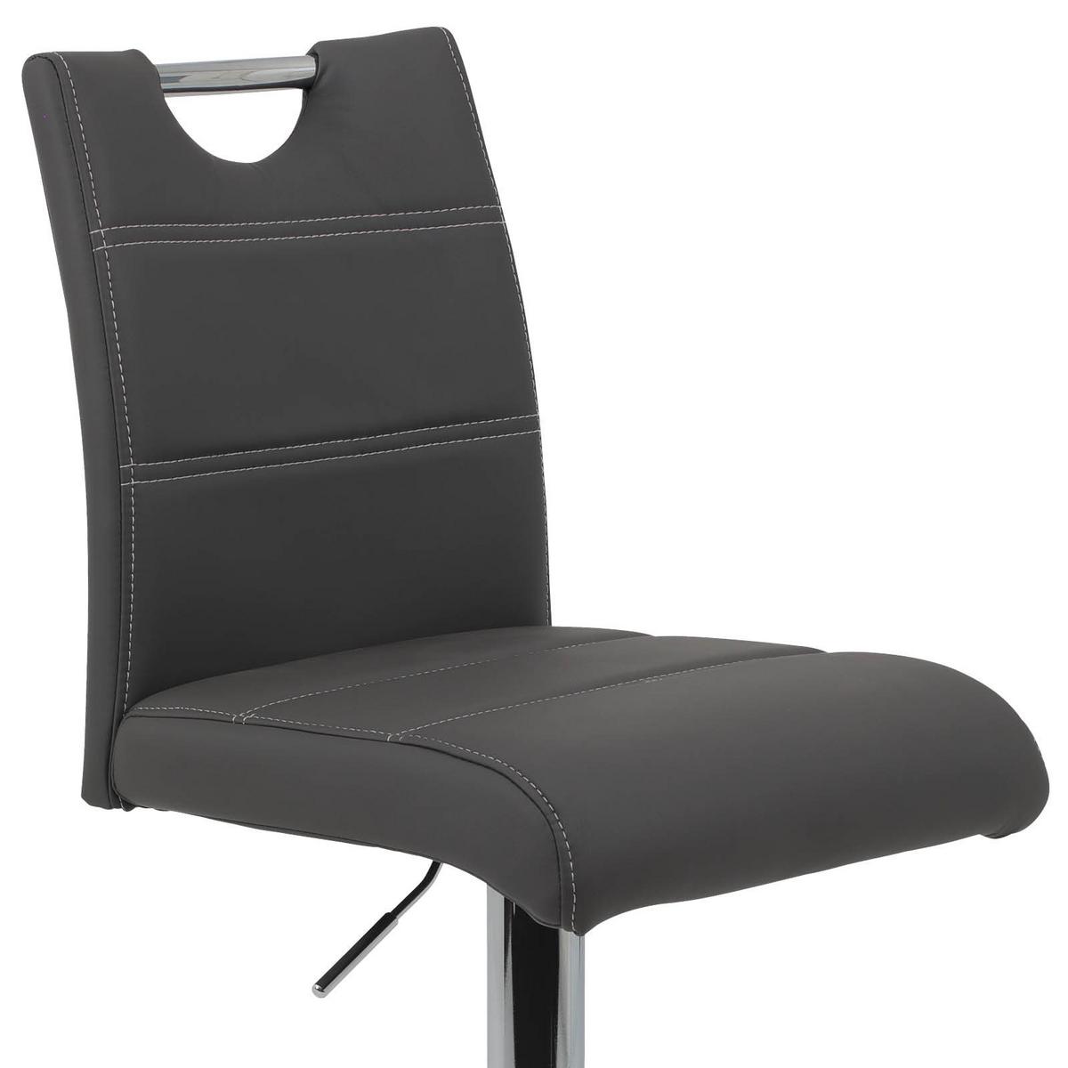 Barhocker Set mit Lehne und 360°drehbar 2-tlg Miranda Grau - Chromfarben/Weiß, MODERN, Textil/Metall (38/97-119/50cm) - MID.YOU