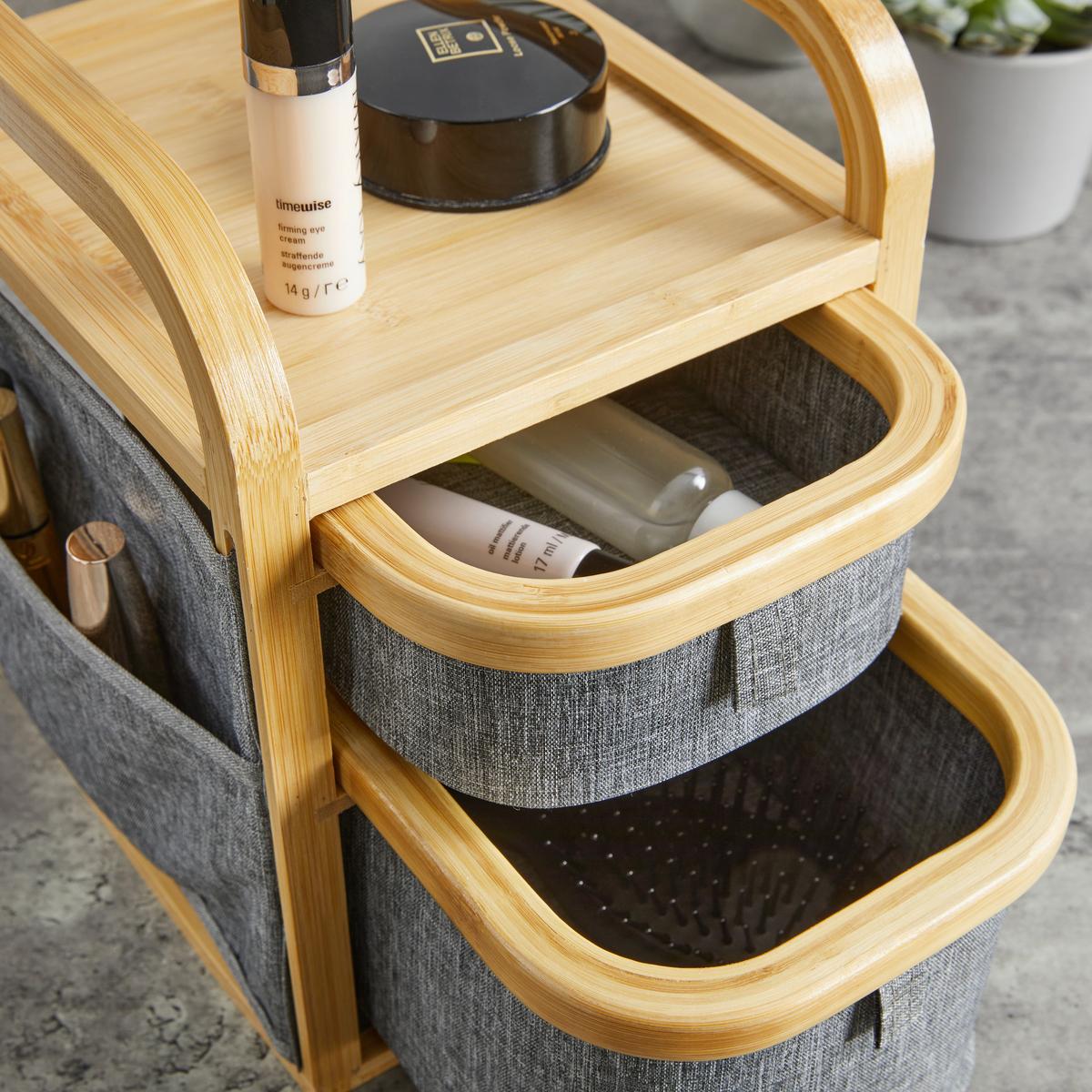 REGAŁ DO PRZECHOWYWANIA ALEYNA - ciemnoszary, Modern, drewno/tkanina (24/18,8/25,5cm) - Bessagi Home