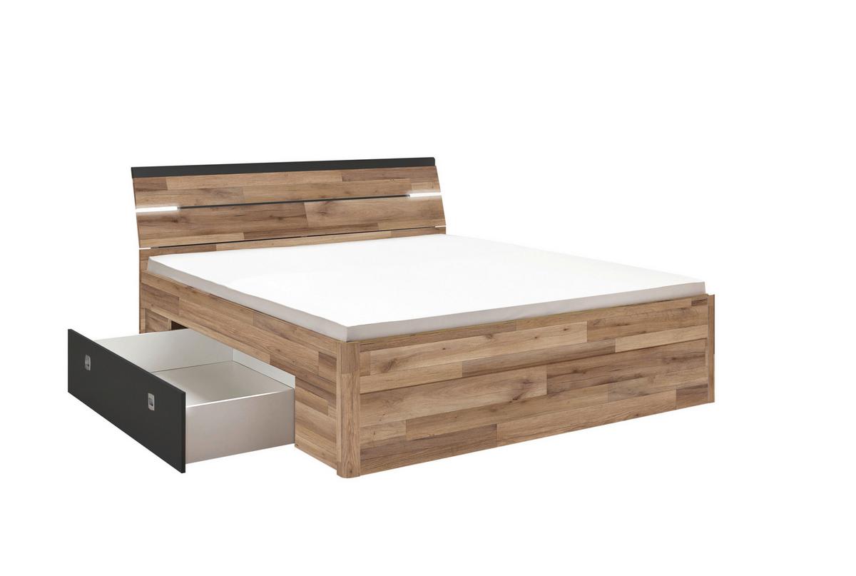 Postelja Mars, S Predali, 180x200 - temno siva/črna, Konvencionalno, umetna masa/leseni material (180/200cm) - MID.YOU