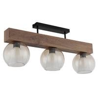 Stropna Svjetiljka Barry - tamno smeđa/prozirno, Basics, staklo/drvni materijal (74/18/32,5cm) - Globo