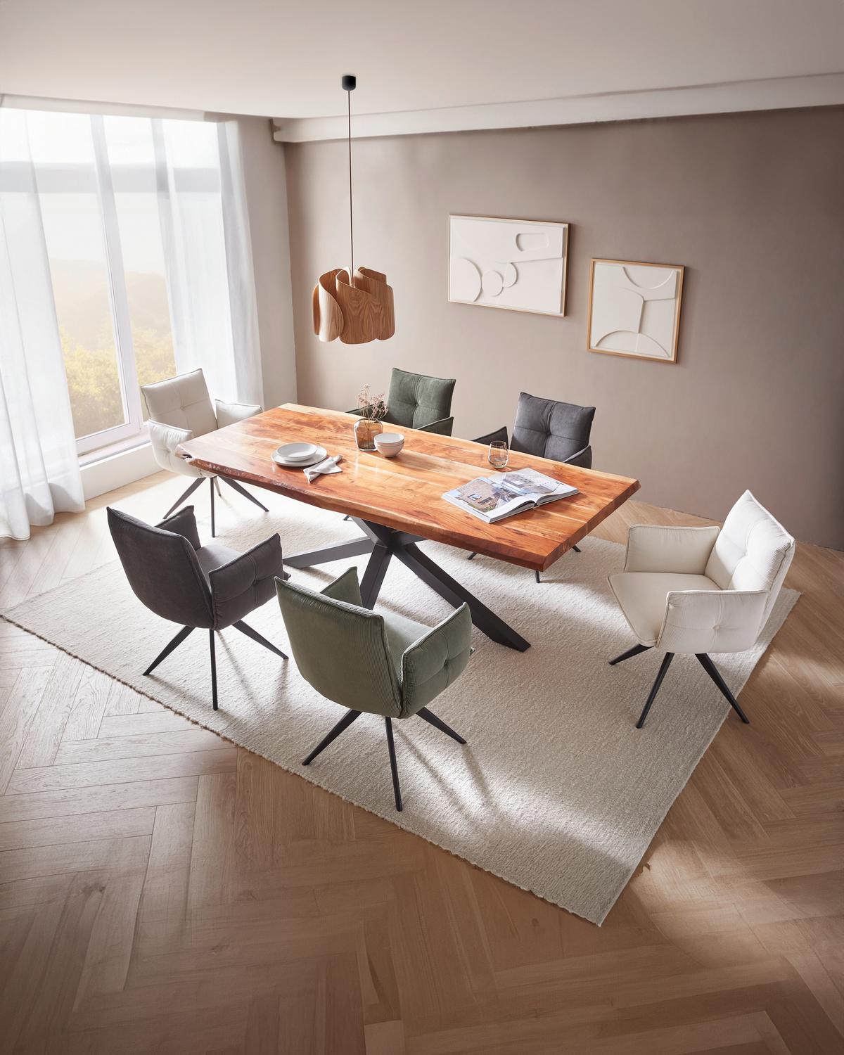 KRZESŁO Z PODŁOKIETNIKAMI COCO - antracytowy/czarny, Design, metal/tkanina (63,5/85/63,5cm) - Novel