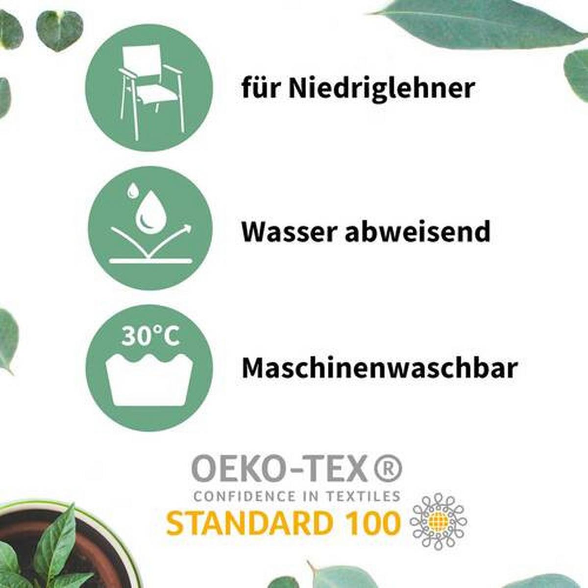 Niedriglehner Auflage Beckley 4er-Set ca.100x50cm Grau/Schw. - Schwarz/Grau, Basics, Textil (100/50/6cm) - Gardenson