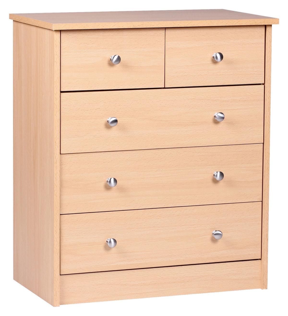 Kommode Pure ca. 60x70x35 cm Buchefarben - Silberfarben/Buchefarben, KONVENTIONELL, Holzwerkstoff/Metall (60/70/35cm) - MID.YOU