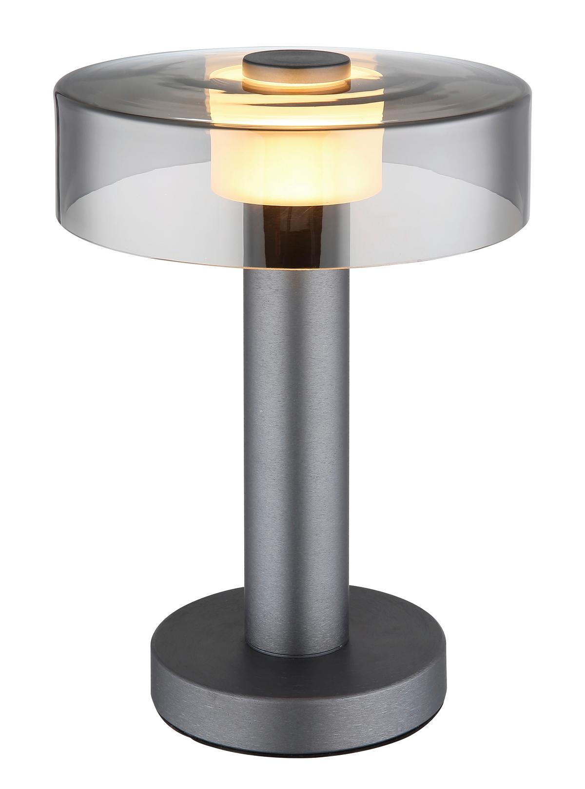 LED-TISCHLEUCHTE 16019T  GRANT - Schwarz/Grau, Design, Glas/Kunststoff (22/31cm) - Globo