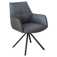 KRZESŁO Z PODŁOKIETNIKAMI NIZZA - antracytowy/czarny, Design, skóra/metal (59,5/87,5/69cm) - Novel