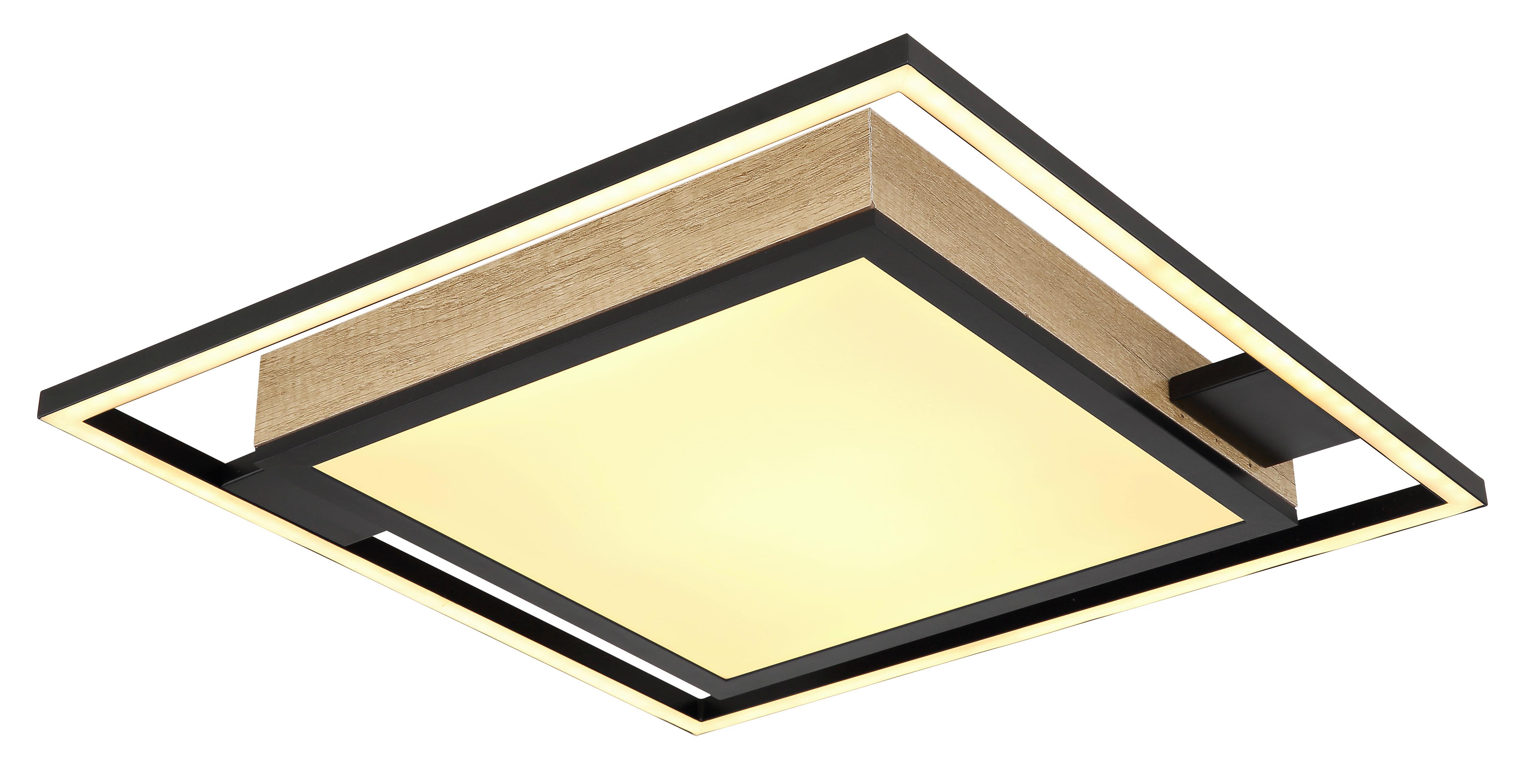 LED-Deckenleuchte Jorry Schwarz/Dunkelbraun max.40Watt - Dunkelbraun/Opal, Design, Holzwerkstoff/Kunststoff (40/40/6cm) - Globo