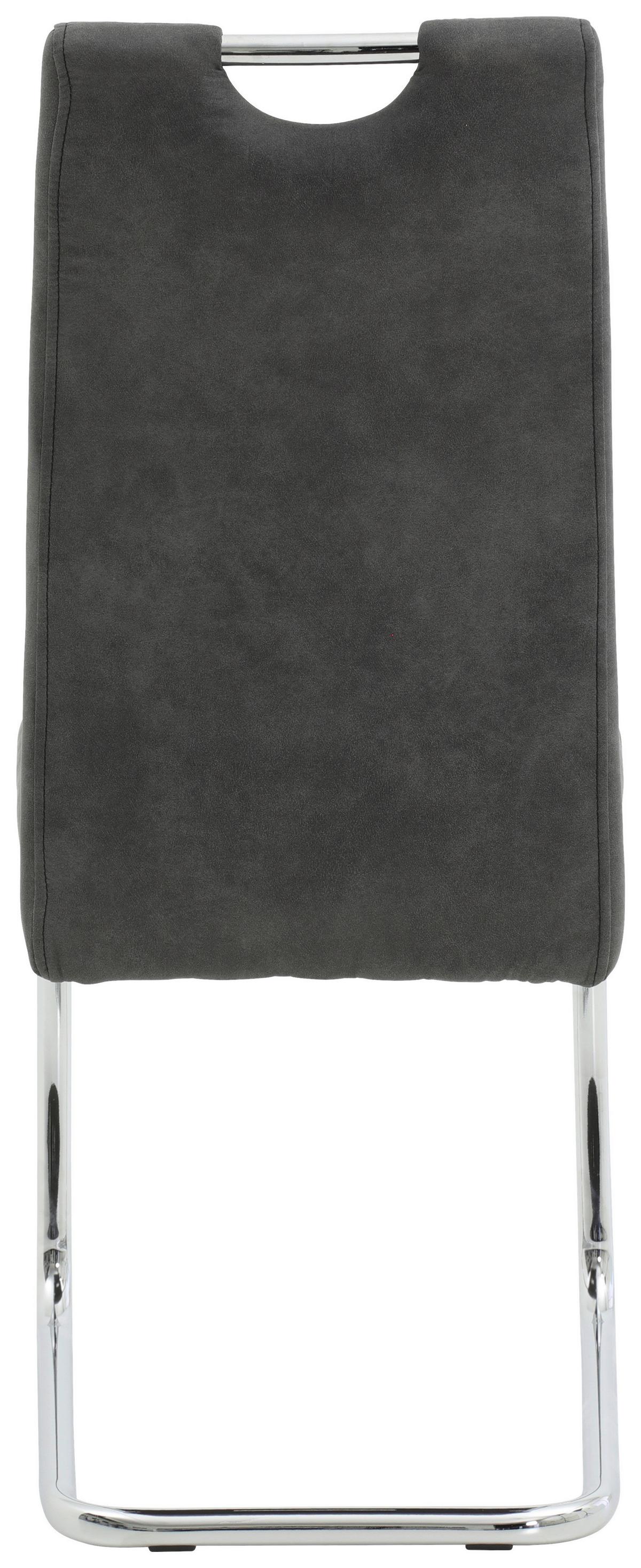 KRZESŁO NA PŁOZIE FLORA II S - antracytowy/kolor chromowy, Konventionell, metal/tkanina (43/98/59cm) - Carryhome