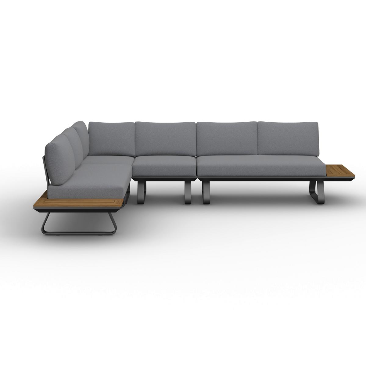 Dining-Loungeset Emma Dunkelg Outdoorstoff/Metall/Polywood - Dunkelgrau/Naturfarben, MODERN, Kunststoff/Textil - Bessagi Garden