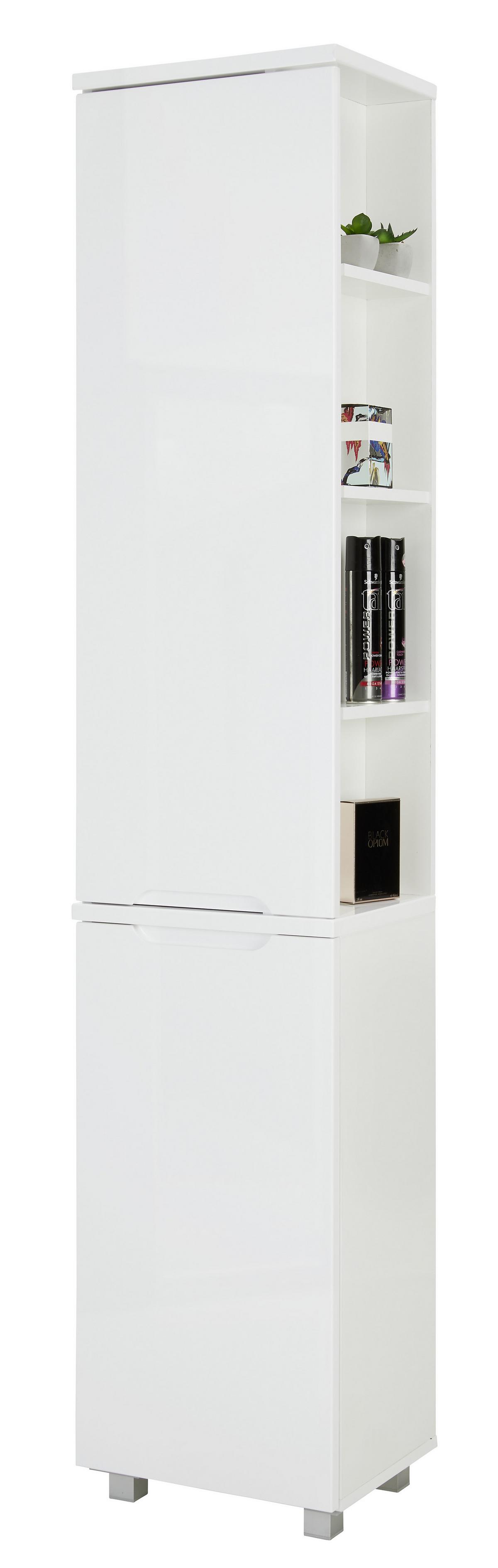 Hochschrank in Weiß - Silberfarben/Weiß, MODERN, Holzwerkstoff/Kunststoff (40/194/32cm) - Mömax