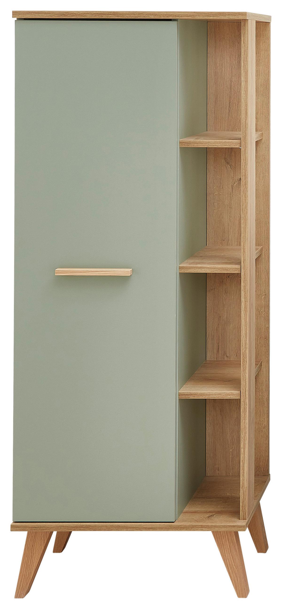 SZAFKA ŚREDNIA SALVIE - kolor dębowy/pastelowa zieleń, Romantik / Landhaus, materiał drewnopochodny/szkło (50,5/128/33cm) - Xora