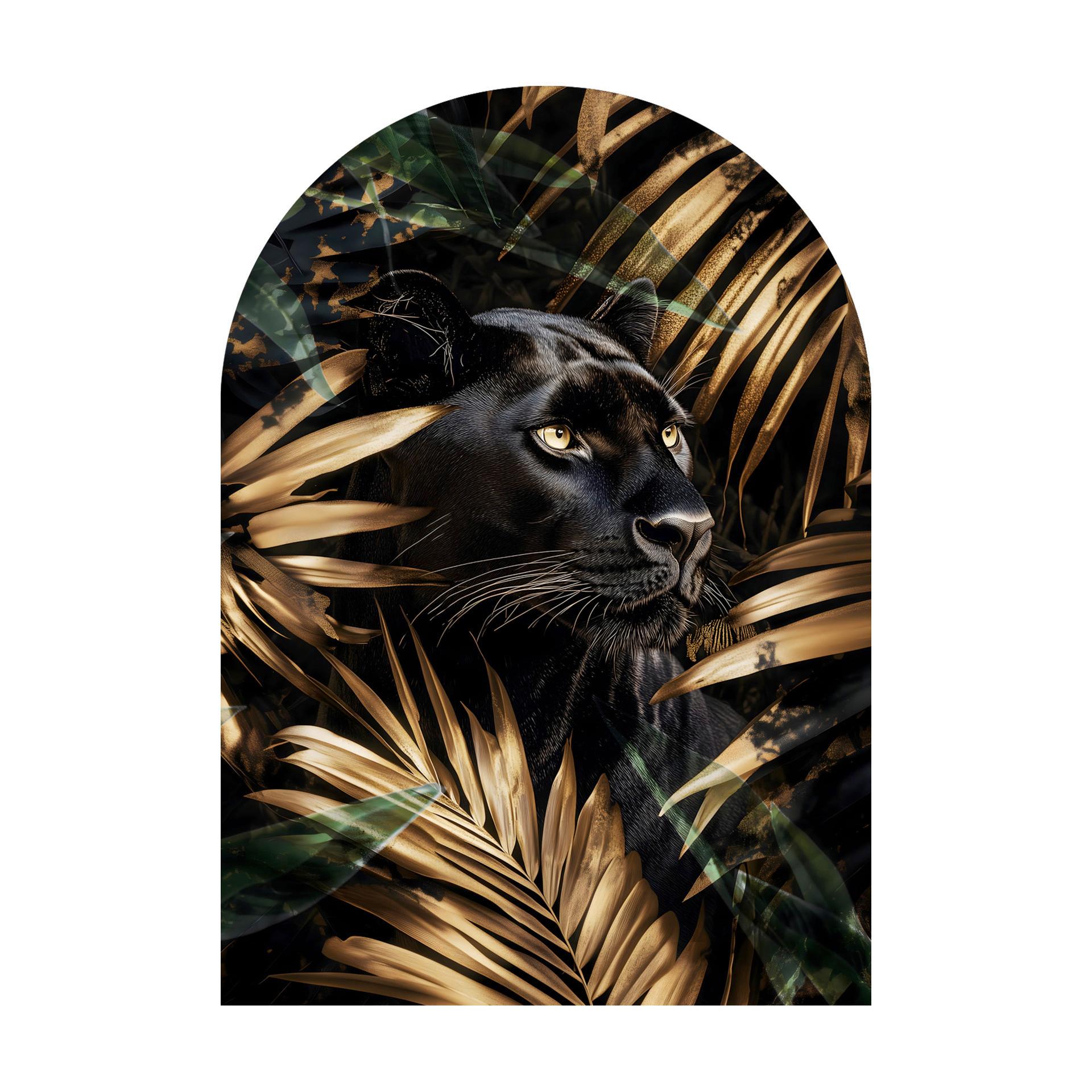 Glasbild Schwarz/Goldfarben - Goldfarben/Schwarz, Basics, Glas/Papier (70/100cm)