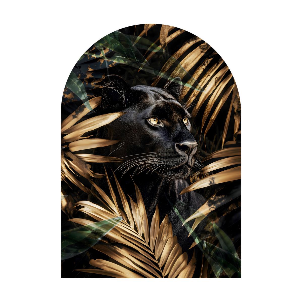 Glasbild Schwarz/Goldfarben - Goldfarben/Schwarz, Basics, Glas/Papier (70/100cm)