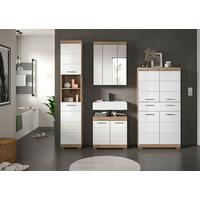 Badezimmer Wave 4-tlg. ca. 171 cm Eiche/Weiß - Chromfarben/Weiß Hochglanz, MODERN, Glas/Holzwerkstoff (171cm) - MID.YOU