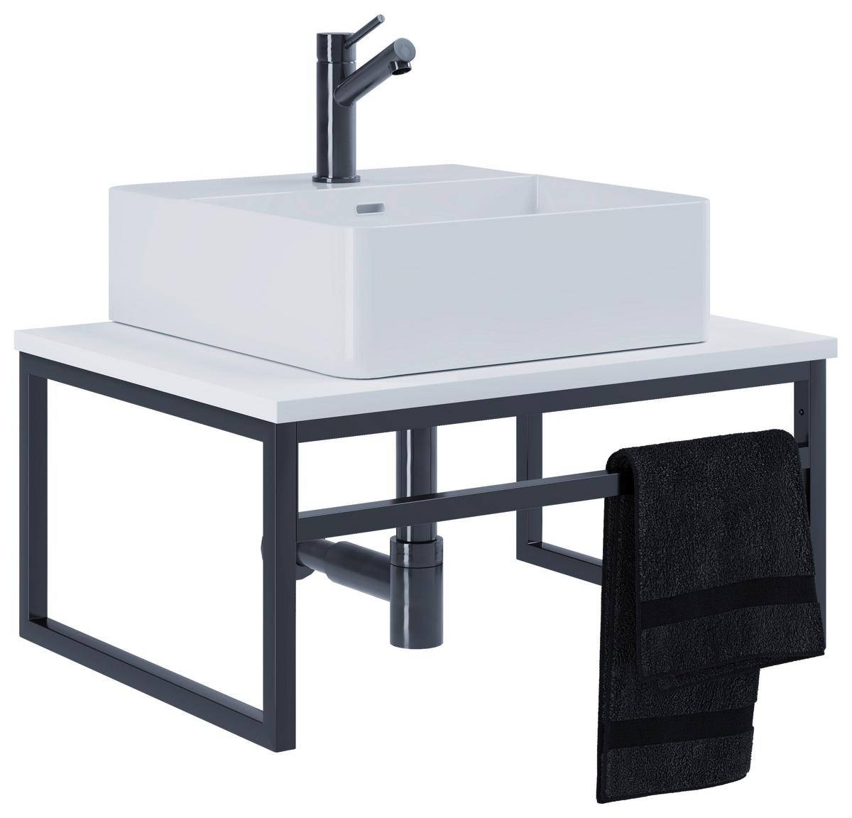 WASCHTISCHKOMBI 2-TLG. WASCHPLATZ "BITILA 60" - Weiss/Schwarz, Modern, Keramik/Holzwerkstoff (60cm) - MID.YOU