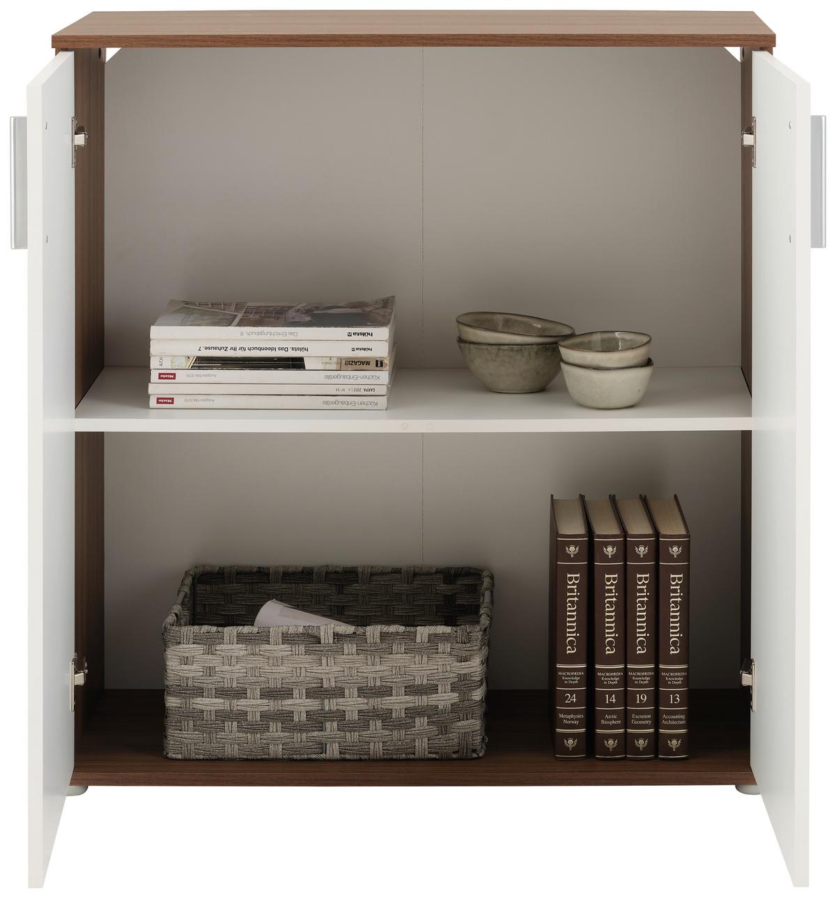 Komoda Ina 01 - barva oreha/barve aluminija, Moderno, umetna masa/leseni material (88,2/94,8/38,3cm)