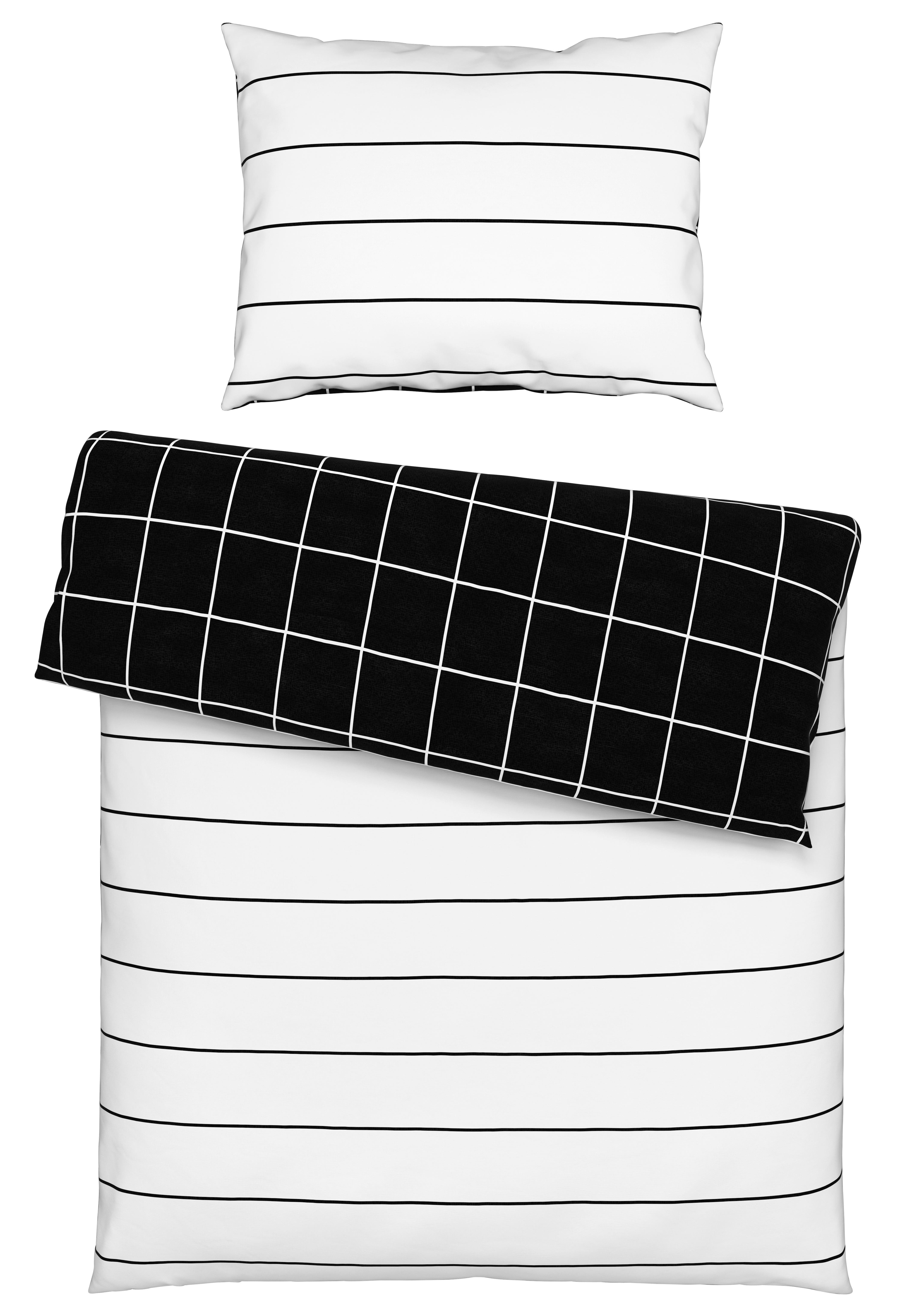 Ágyneműhuzat-garnitúra Kira - fekete/fehér, Modern, textil (140/200cm) - Modern Living