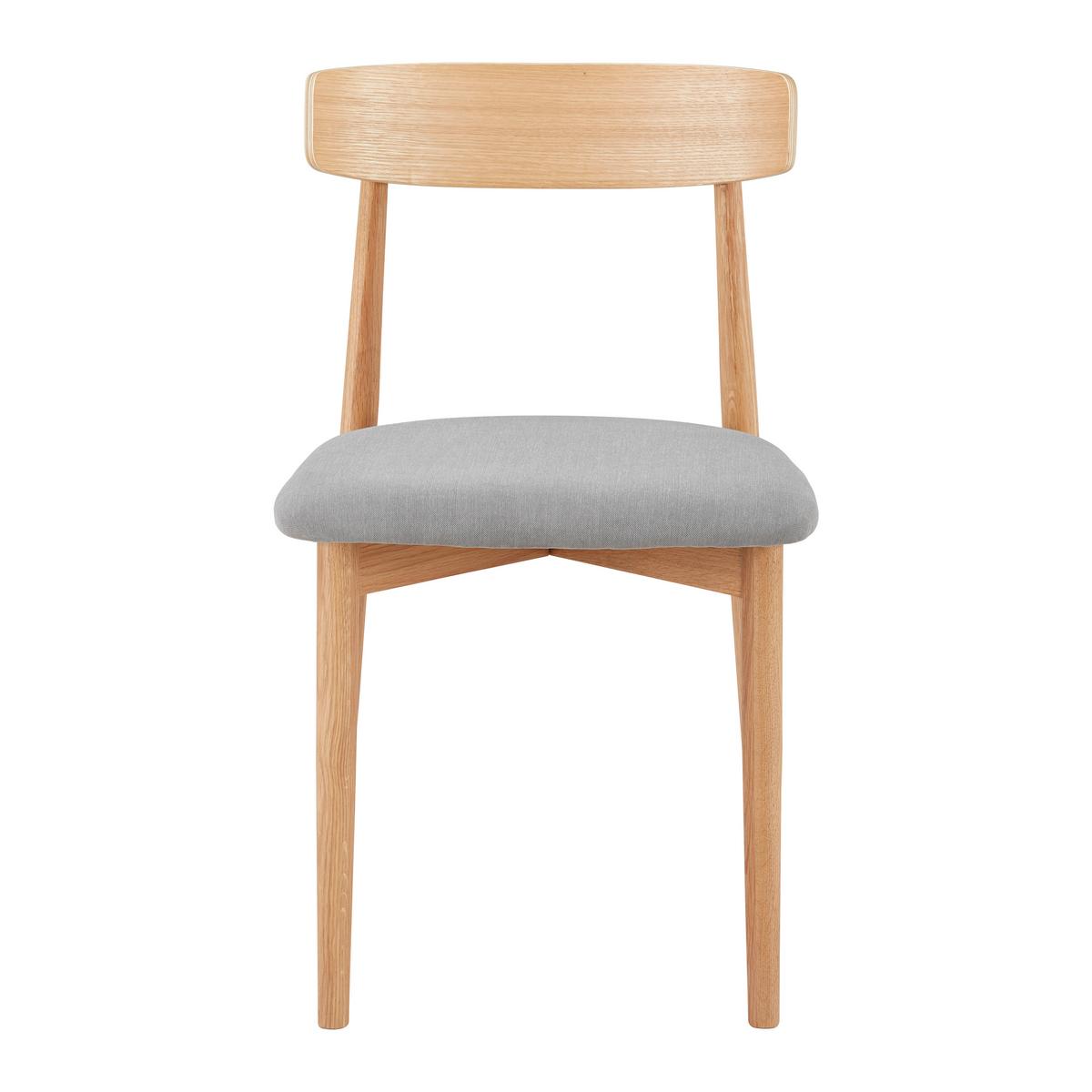 Stuhl Noah Grau/Natur Webstoff/Echtholz Gepolstert - Naturfarben/Grau, MODERN, Holz/Textil (47/78/51cm) - Bessagi Home