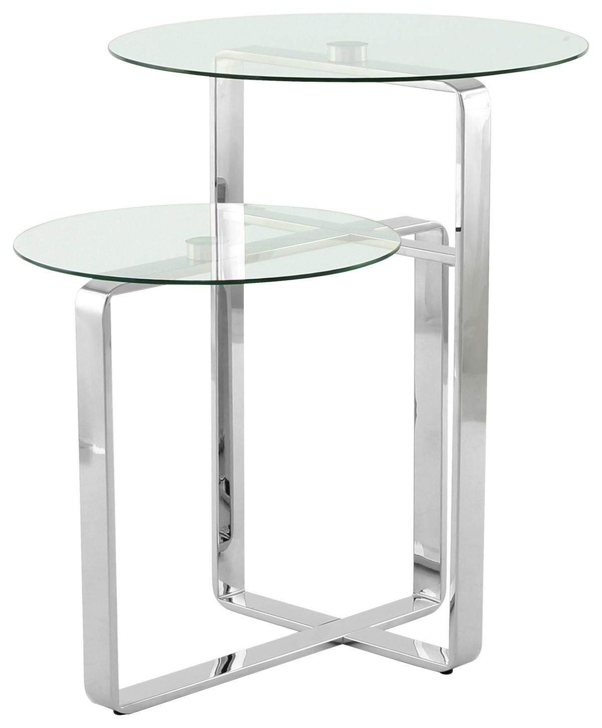 BEISTELLTISCH KATRIS 100 SILBER - clair/couleur argentée, Design, verre/métal (46/46/60cm) - Kayoom