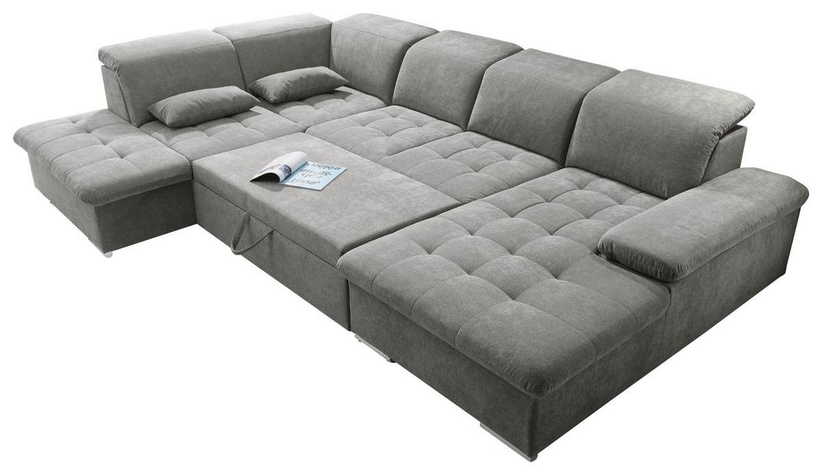 Wohnlandschaft Wayne U inkl. Kissen Schlammfarben - Schlammfarben/Silberfarben, KONVENTIONELL, Kunststoff/Textil (240/340/188cm) - MID.YOU
