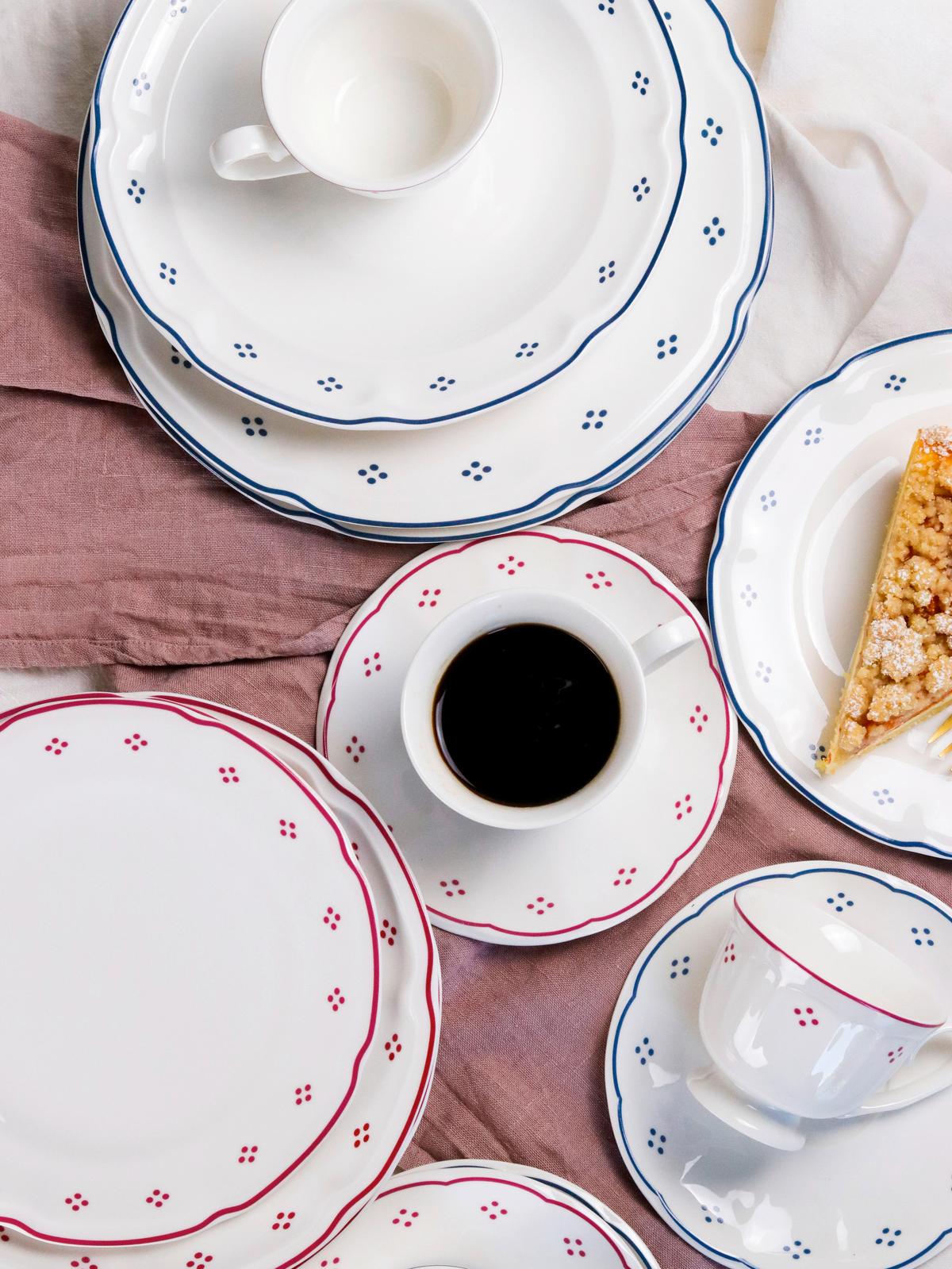 TAFELSERVICE 934142 TAFELSERVICE LOVA 12TLG - Weiss/Rot, Basics, Keramik - Mäser