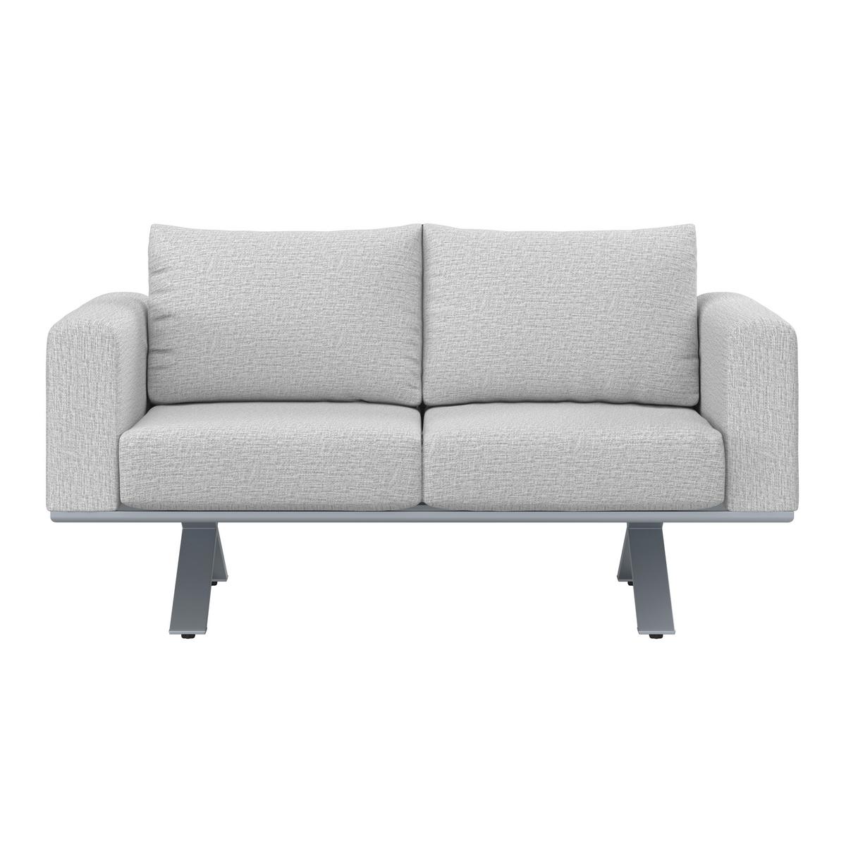 Loungegarnitur Sofia Hellgrau Outdoorstoff/Metall +Abdeckung - Hellgrau/Naturfarben, MODERN, Kunststoff/Textil (221/67/80cm) - Bessagi Garden