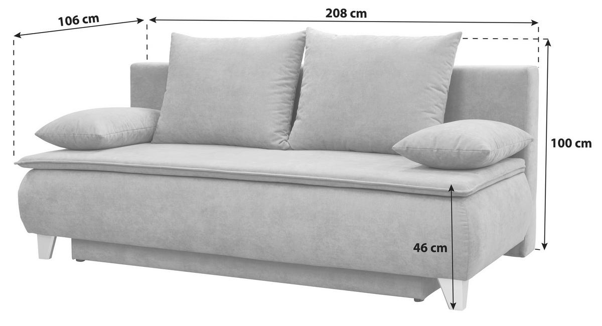 Canapea extensibilă MONA - gri deschis, Modern, textil (208/100/106cm) - Modern Living