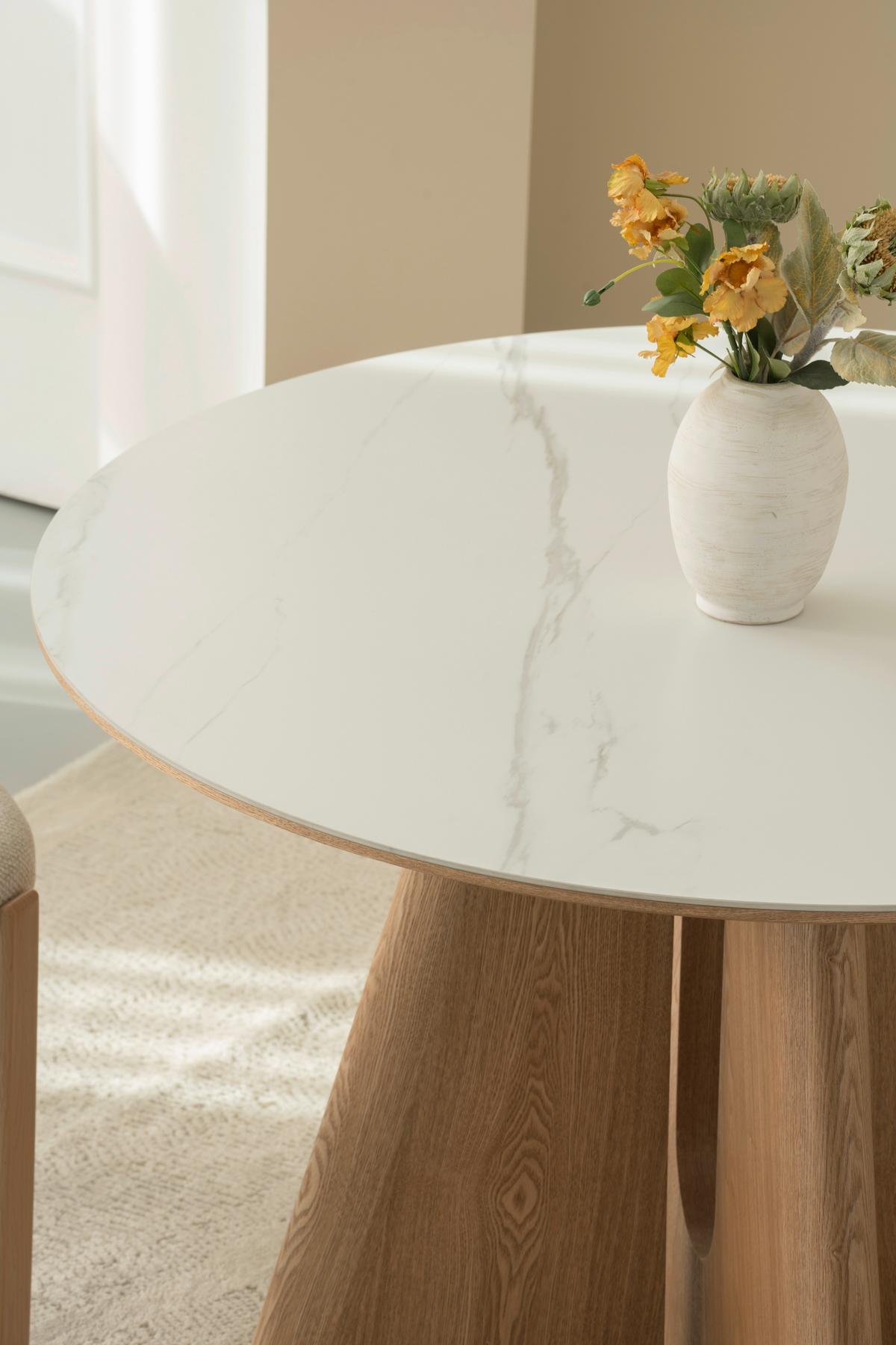 Jedilna Miza Otis, Barva Hrasta, Bela, Ø 120 - barve hrasta/bela, Moderno, kamen/leseni material (120/75cm) - Livetastic
