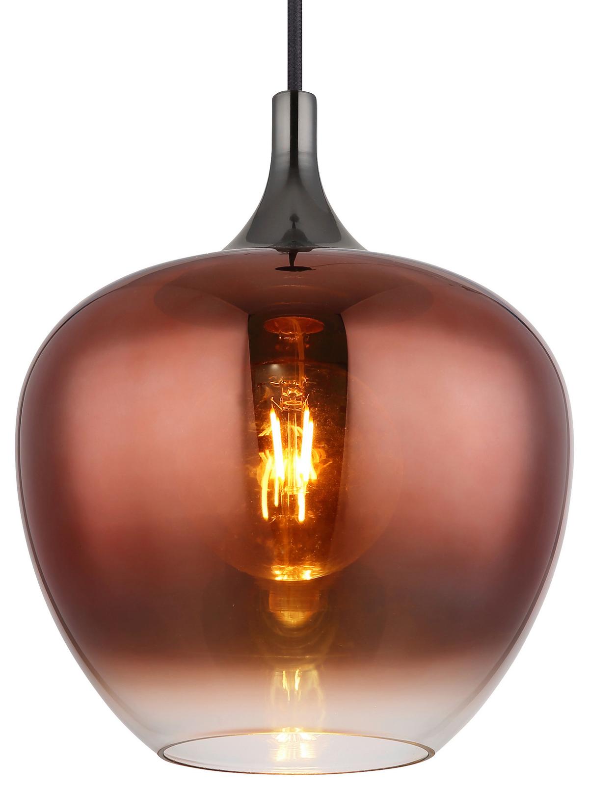 Függőlámpa 15548hg - fekete/rézvörös, Design, Üveg/fém (24/120cm) - Globo