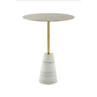 Beistelltisch Beistelltisch Oscar 300 Weiss - Weiss/Goldfarben, Design, Glas/Stein (40/53/40cm) - Kayoom