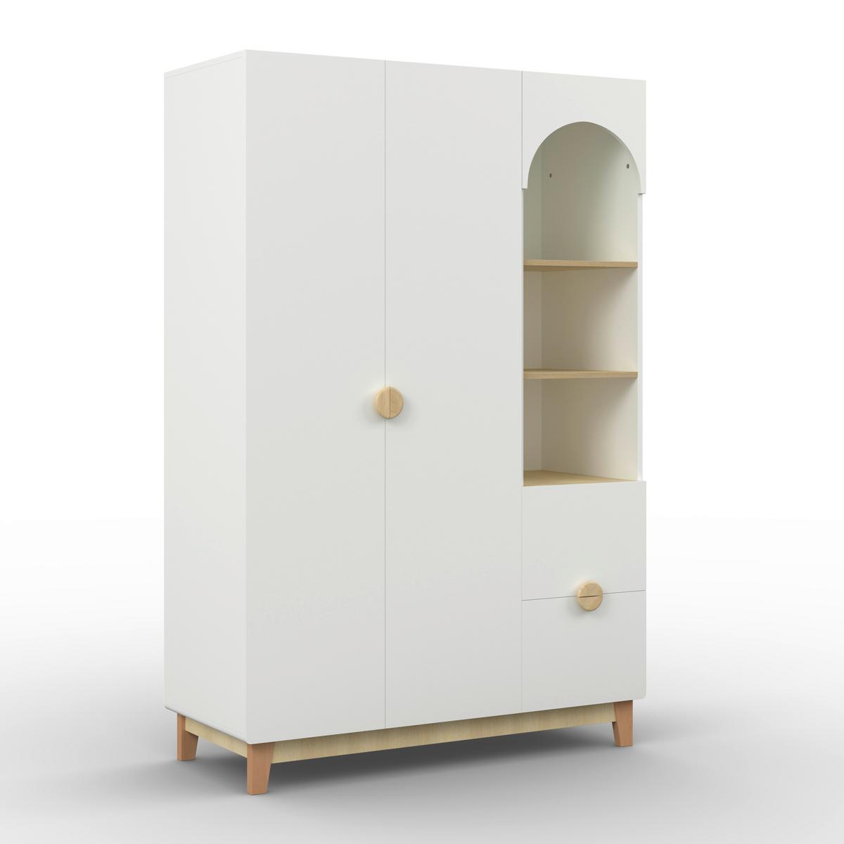 Kinderkleiderschrank Enny Weiß/Buchefarben ca.120x182x54 - Buchefarben/Weiß, MODERN, Holz/Holzwerkstoff (120/182/54cm) - Bessagi Kids