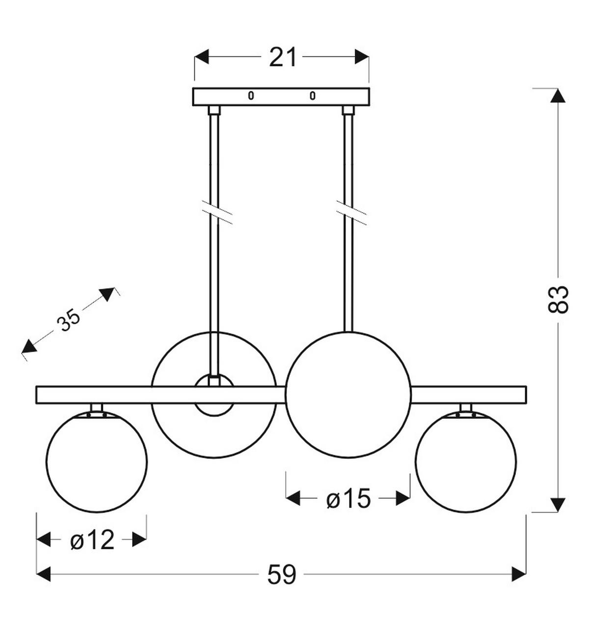 Svjetiljka Viseća 34-73426 - boje mjeda, Konvencionalno, metal (59/35/83cm)