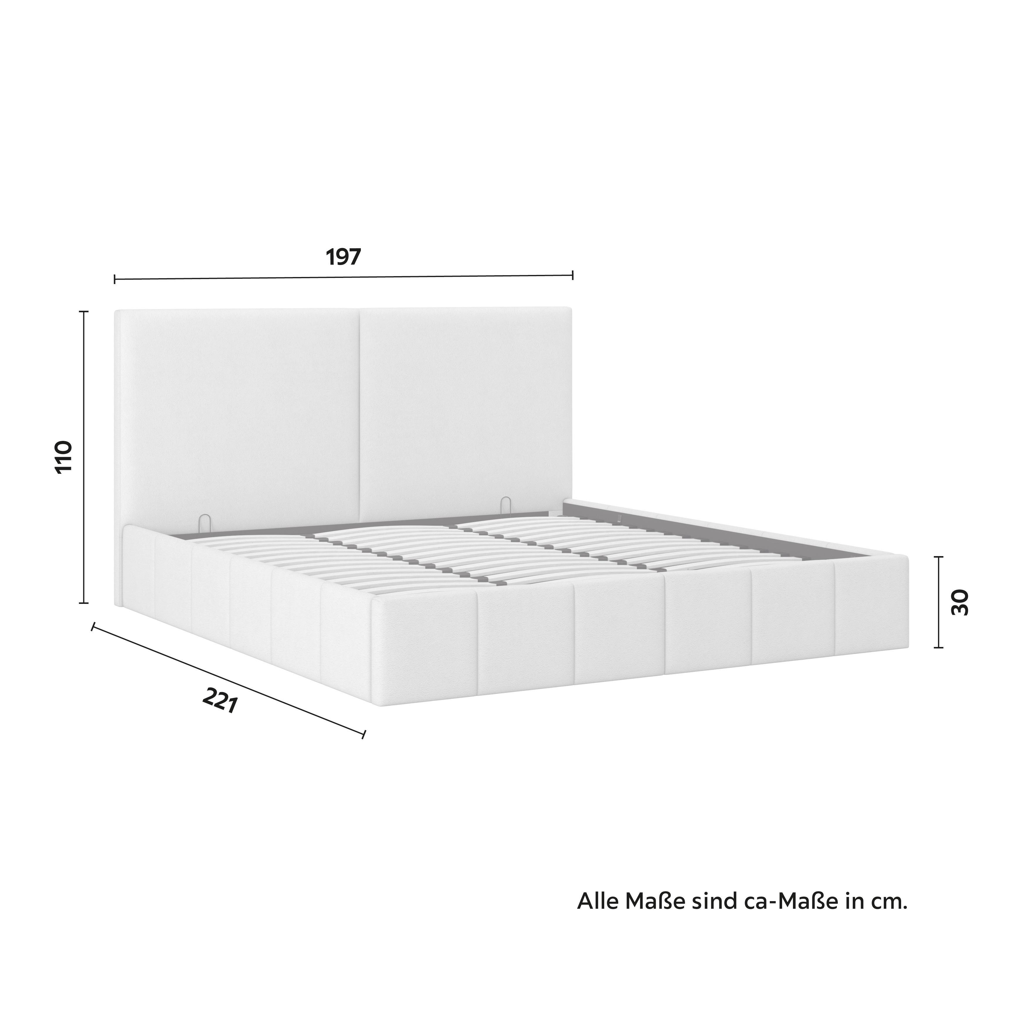 Polsterbett Mila ca. 180x200 cm Weiß - Schwarz/Weiß, MODERN, Holz/Holzwerkstoff (180/200cm) - Bessagi Home