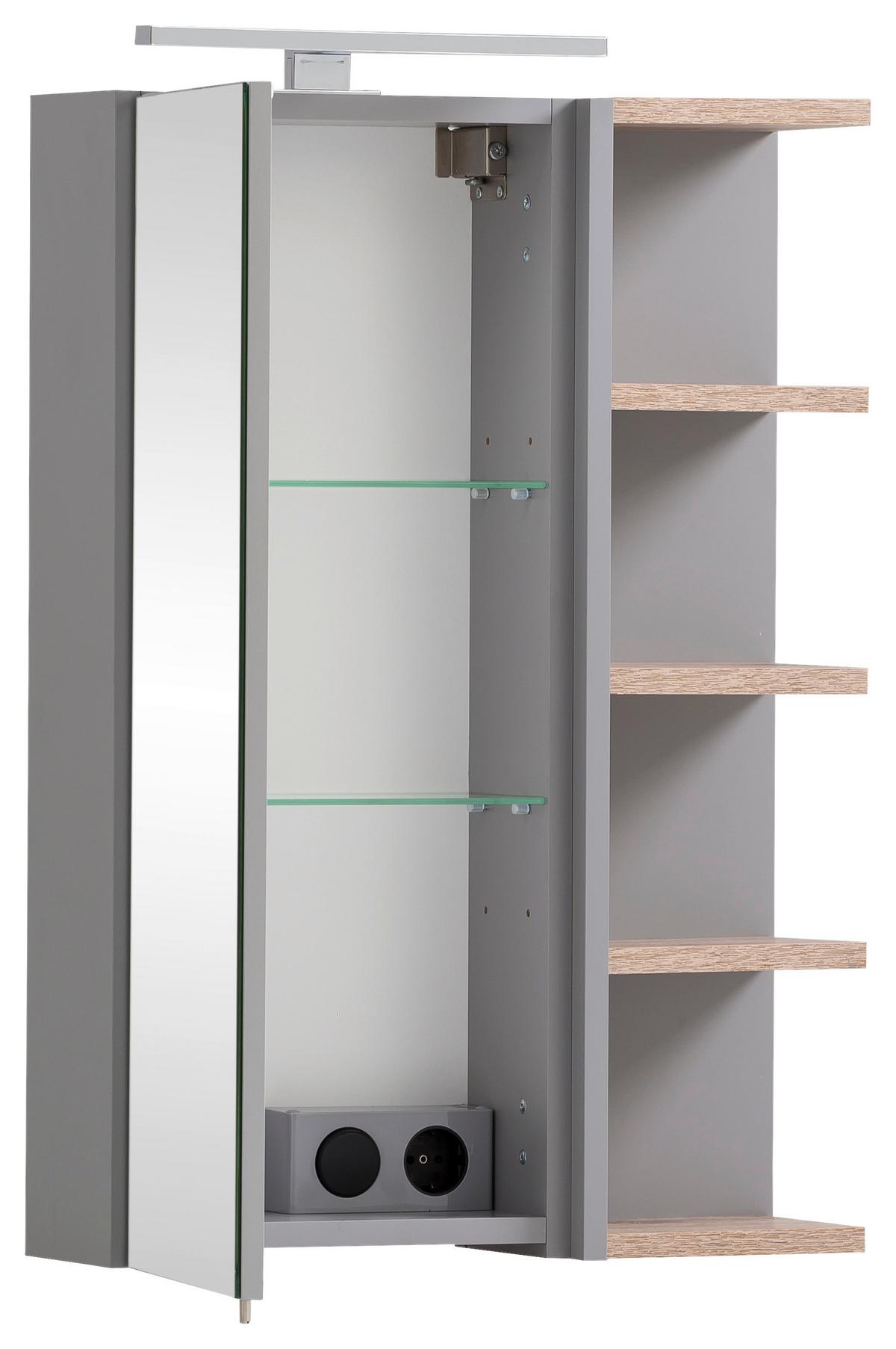 Spiegelschrank Balto Grau 1-türig mit LED - Grau, MODERN, Glas/Holzwerkstoff (50/74,4/16cm) - MID.YOU