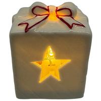 Weihnachtsfigur Gift Rot/Weiß - Rot/Weiß, KONVENTIONELL, Keramik (4,8/6,2/4,8cm) - Mömax